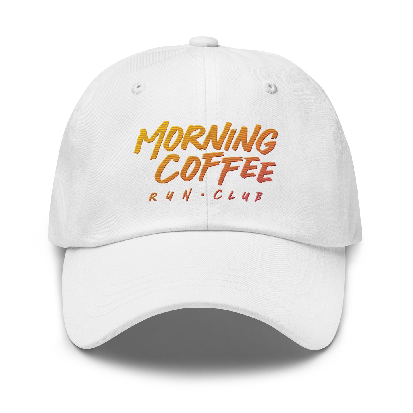 Morning Coffee Run Club Sunrise Wordmark Dad Hat