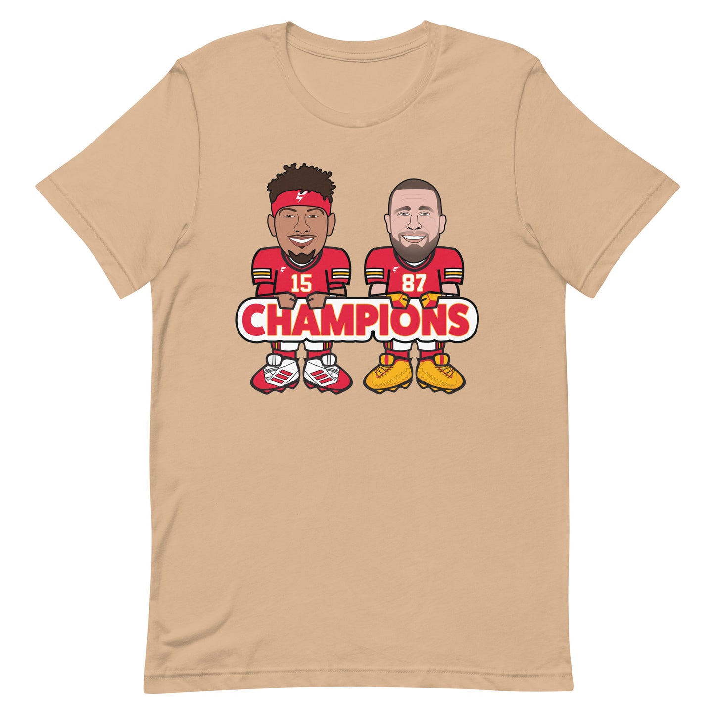 Kansas City Chiefs Super Bowl LVIII Champions Patrick Mahomes Travis Kelce Creatividy Caricatures Unisex Tee
