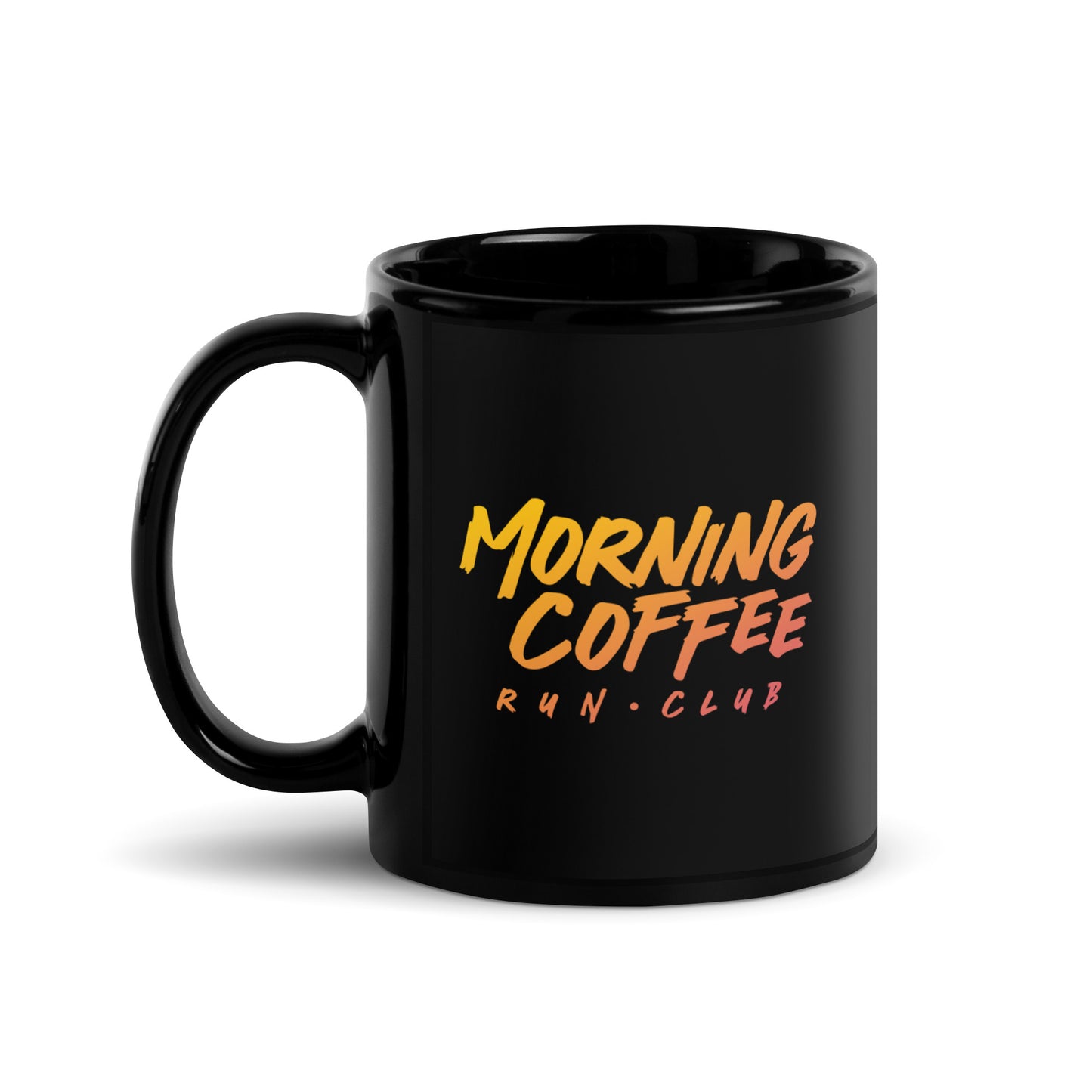 Morning Coffee Run Club Wordmark Black Glossy Mug