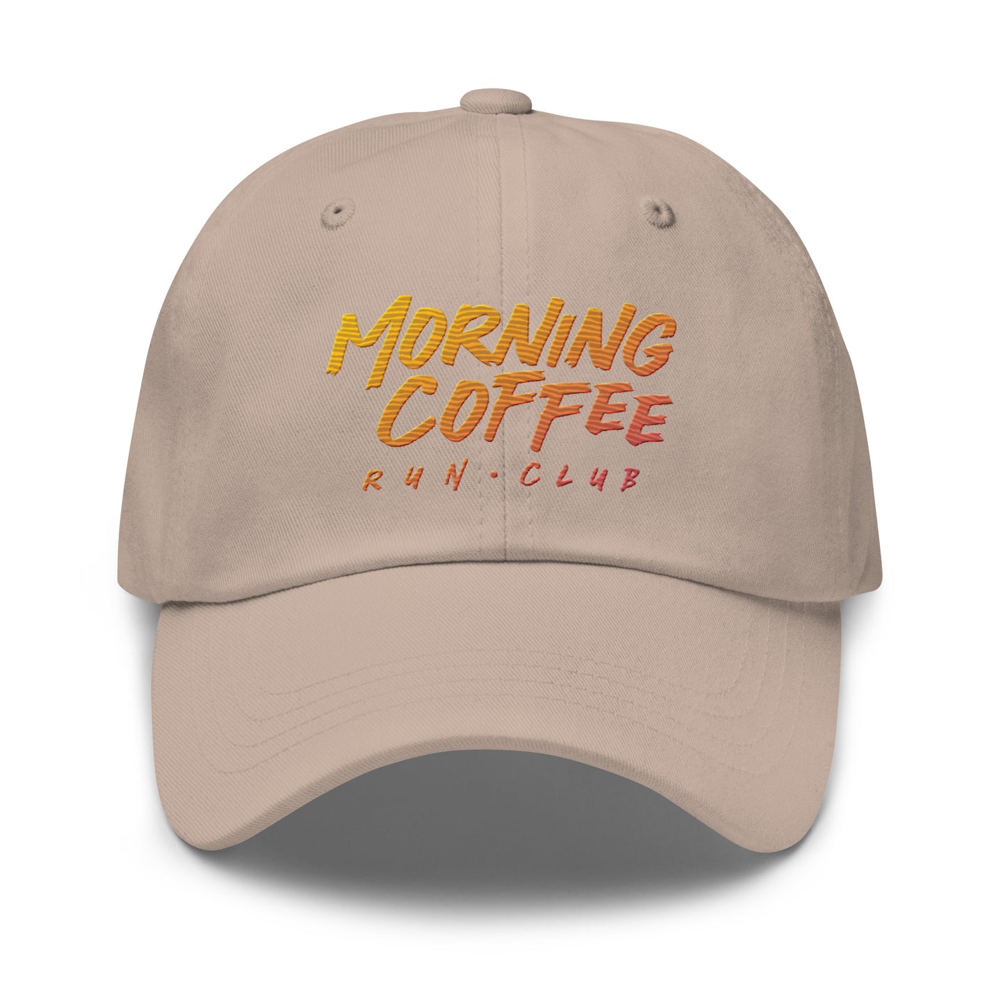 Morning Coffee Run Club Sunrise Wordmark Dad Hat
