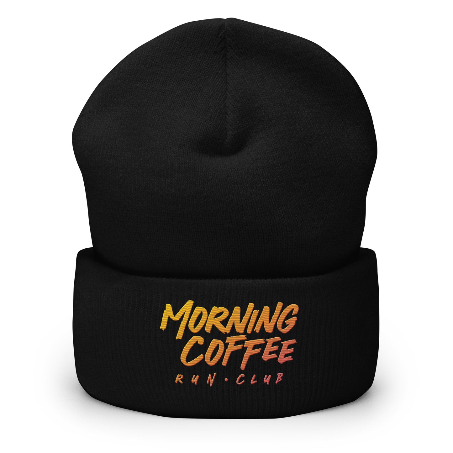 Morning Coffee Run Club Sunrise Wordmark Cuffed Beanie