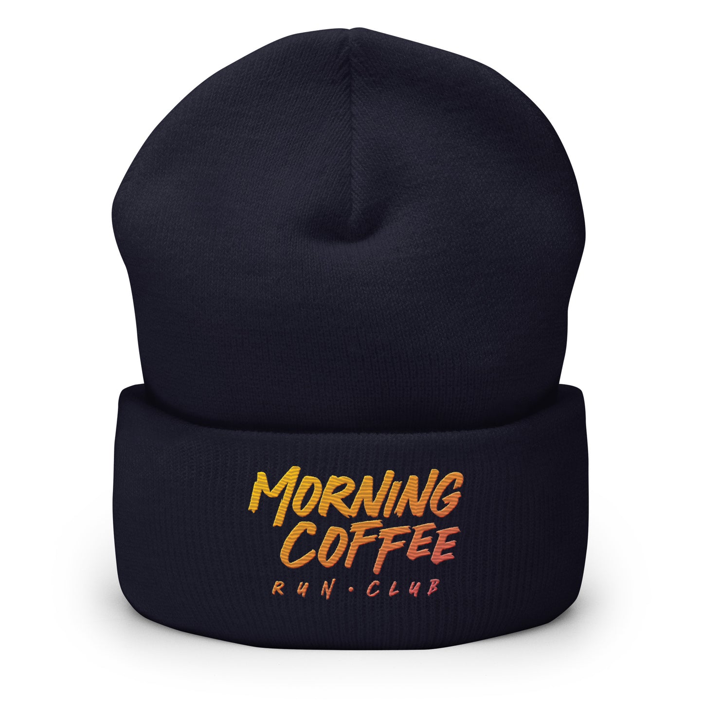 Morning Coffee Run Club Sunrise Wordmark Cuffed Beanie
