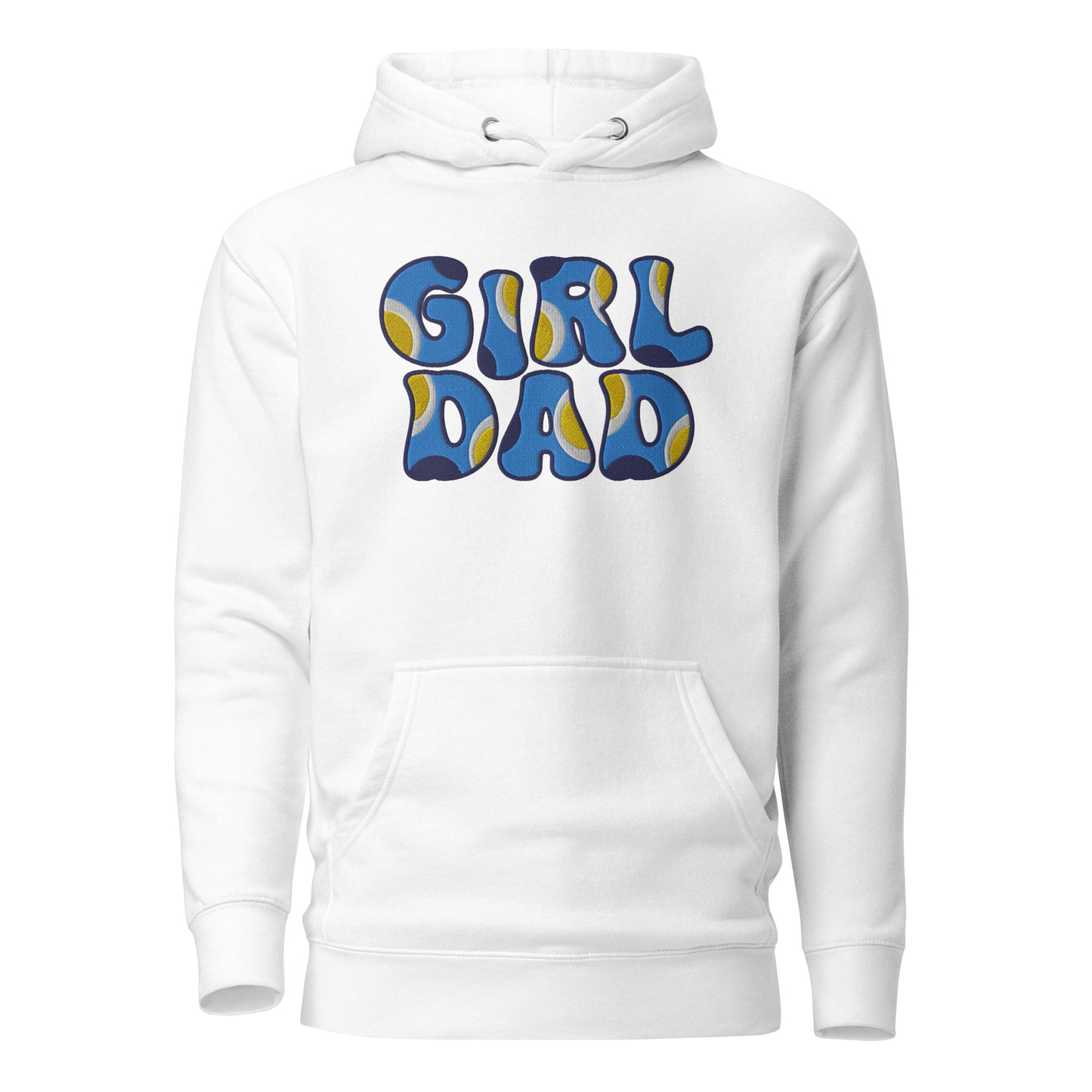 Girl Dad Blue Dog Embroidered Men's Hoodie