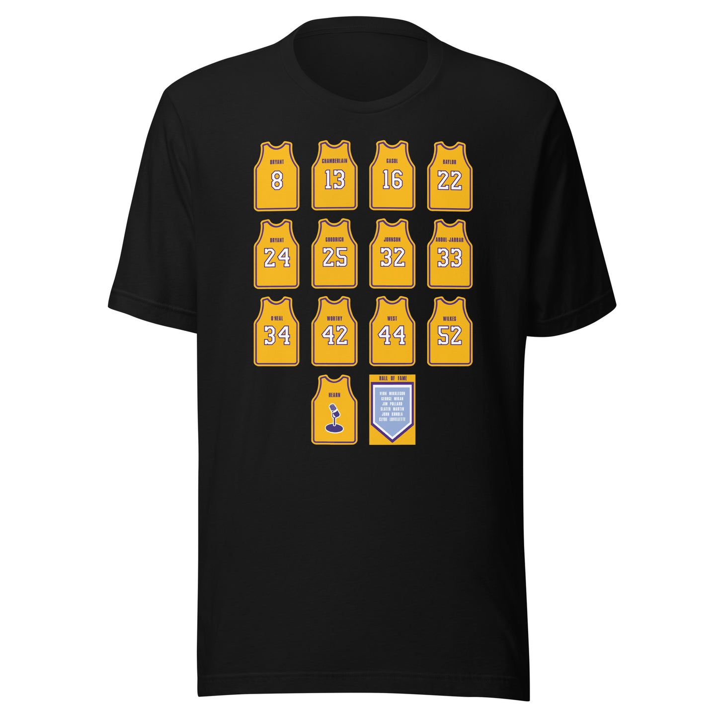 Los Angeles Lakers Retired Jerseys Illustrated Graphic Tee